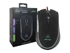 Mouse Halion Mustang Gaming (ha-m933) Hasta 3600 Dpi, 6 Botones, Rgb, Negro