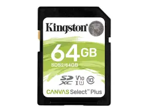 Memoria Micro Sd Kingston 64gb Canvas Select Plus (sds2/64gb) Tarjeta Sd Clase 10 100mb/s