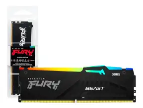 Memoria Ram Kingston Fury Ddr5 16gb Beast (kf560c36bbe2a-16) 6000 Mhz, Cl40, Negro, Rgb